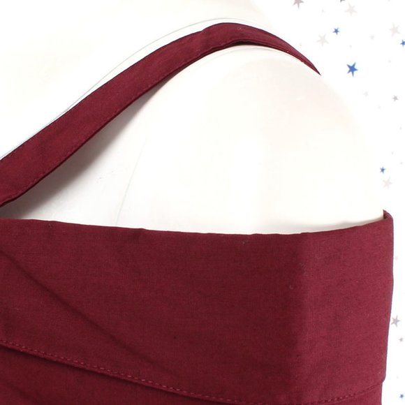 Burgundy Strap Off the Shoulder Button Up Shirt Top - Picture 7 of 8